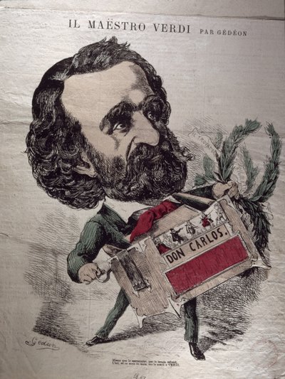 Il Maestro Verdi, caricature du compositeur italien Giuseppe Verdi habillé en joueur d